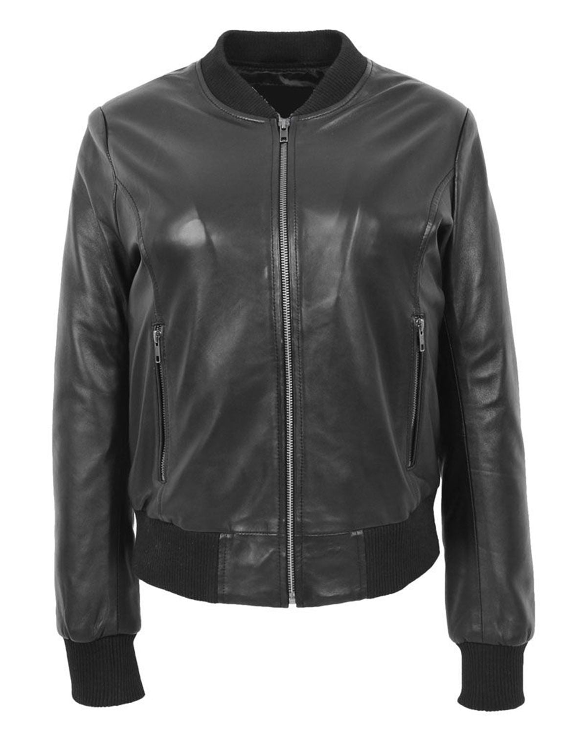 Women's Stylish Black Bomber Leather Jacket