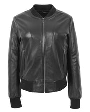 Women's Stylish Black Bomber Leather Jacket