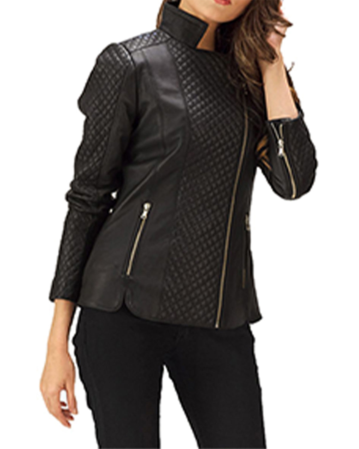 Women's Quilted Black Leather Jacket
