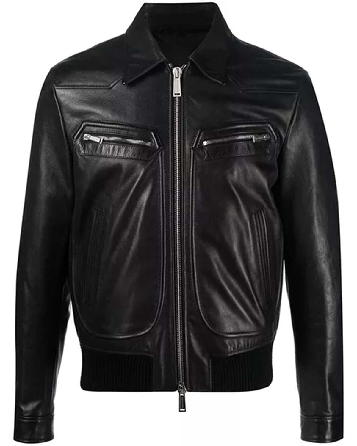 Mens Classic Leather Biker Jacket