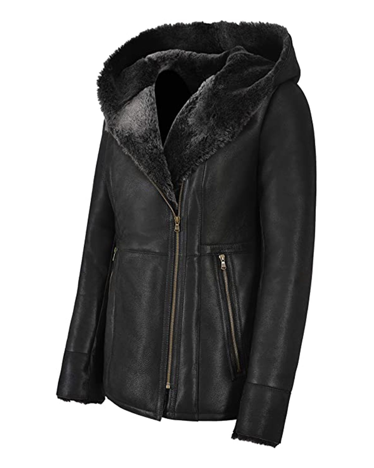Women's Hooded Fur Shearling Long Jacket