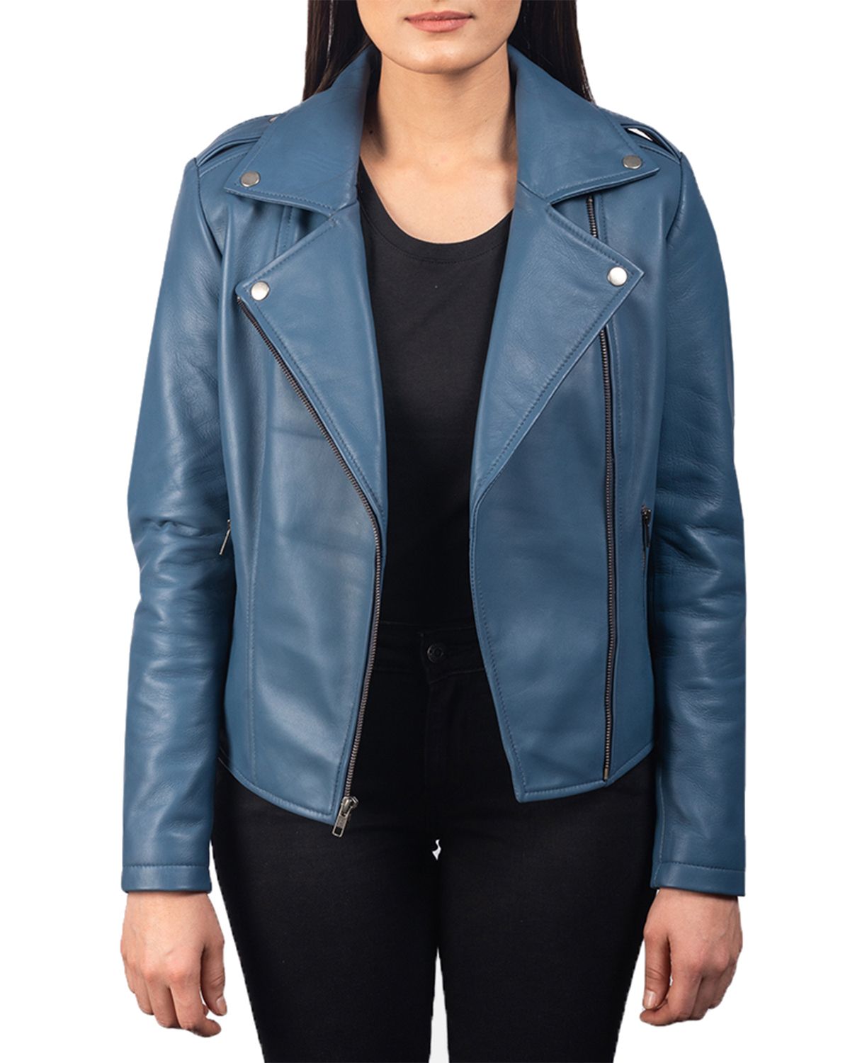 Women's Notch Collar Stylish Biker Leather Jacket
