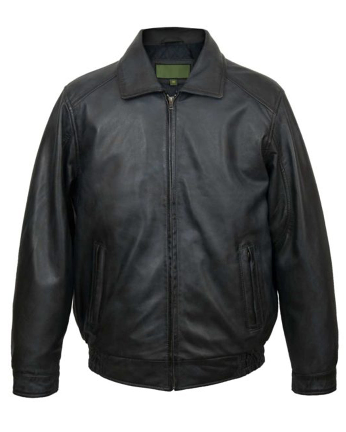 Mens Blue Leather Blouson Jacket
