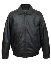 Mens Blue Leather Blouson Jacket