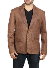 Mens Brown Leather Blazer Jacket