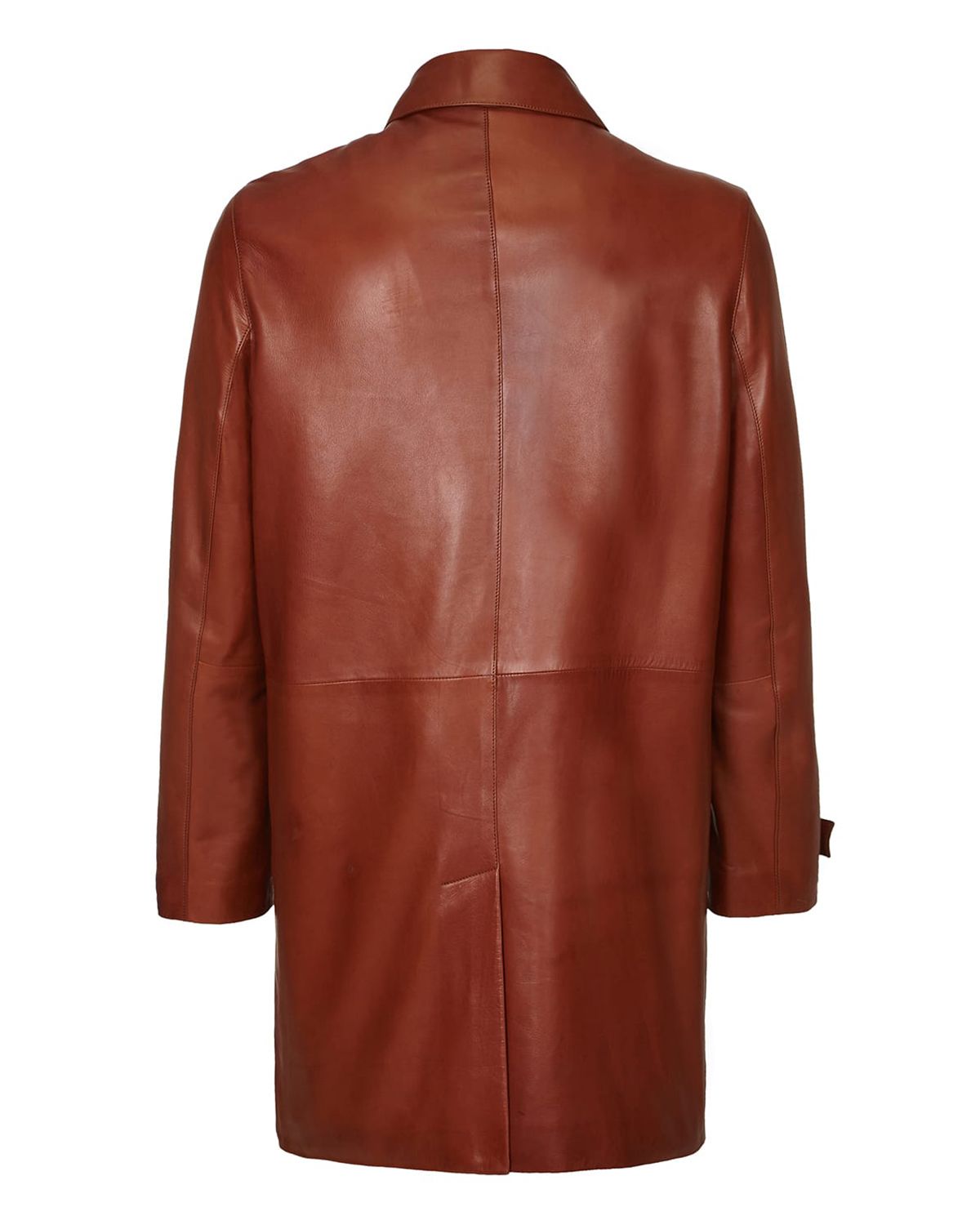 Men's Dark Brown Three Quarter Length Real Leather Coat