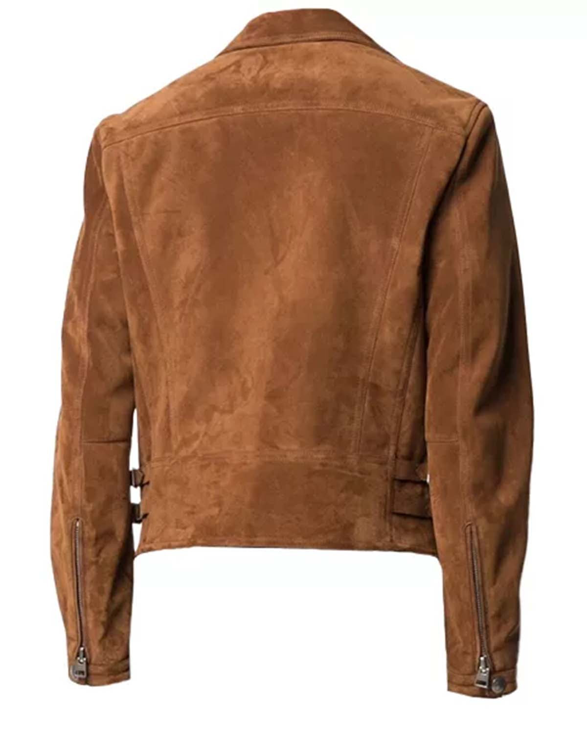 Mens Brown Suede Moto Jacket