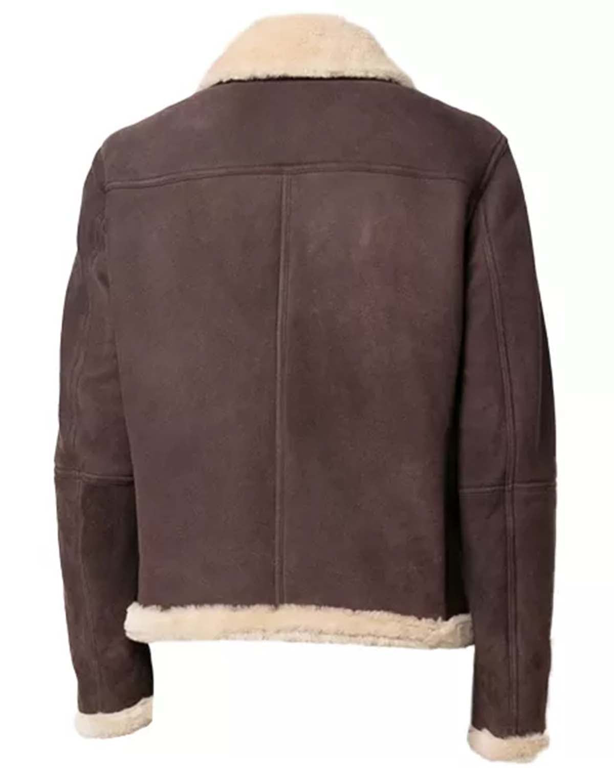 Mens Brown Suede Jacket With Sherpa Collar