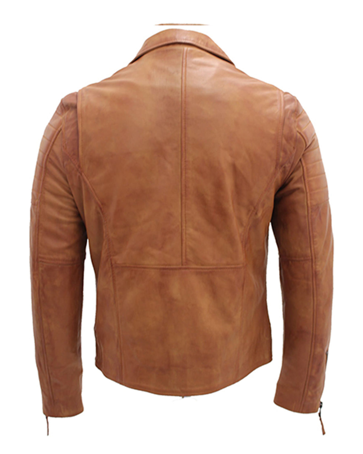 Brown Slim Fit Vintage Brando Leather Cross Zip Biker Jacket For Men’s