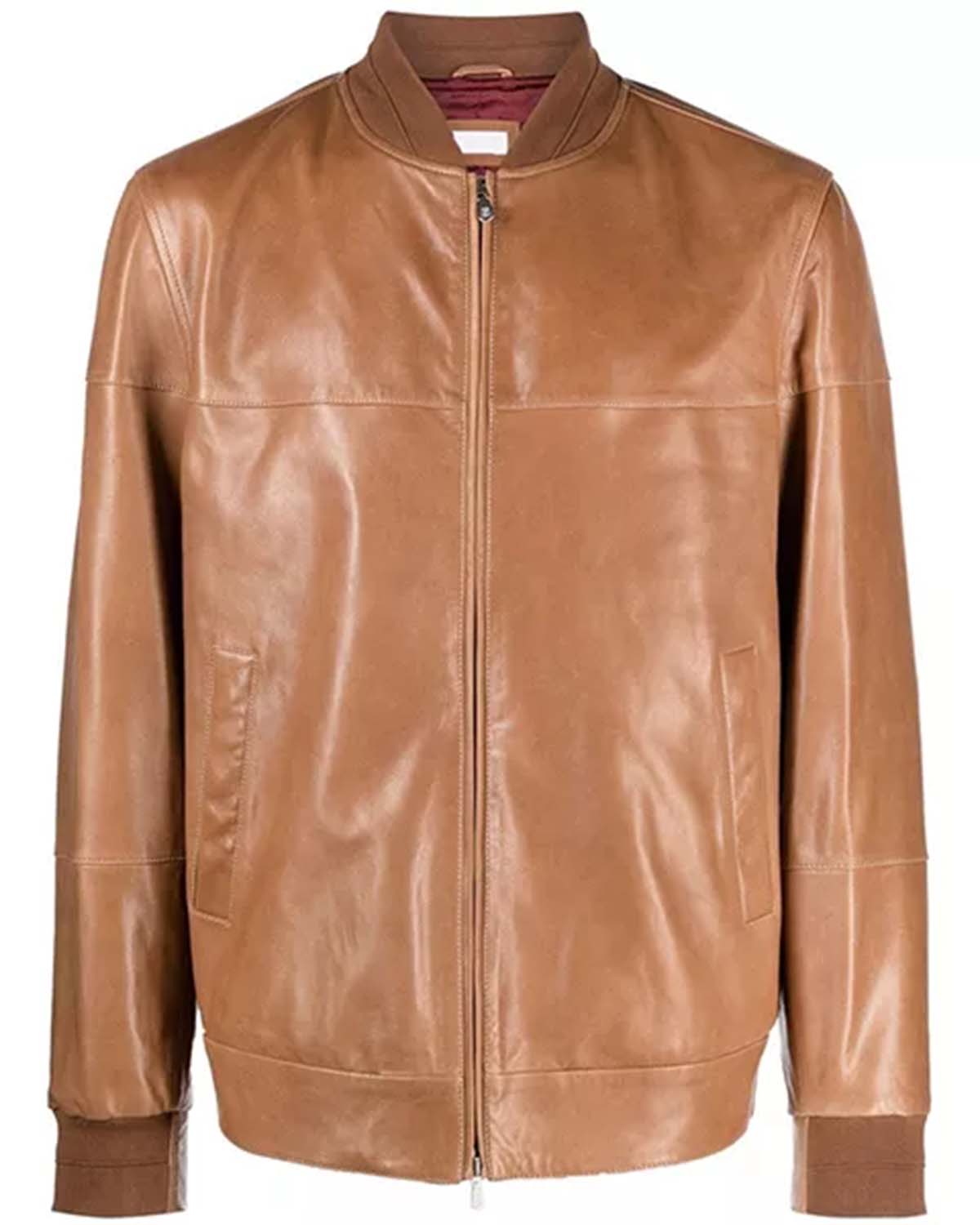 Mens Brown Leather Bomber Jacket