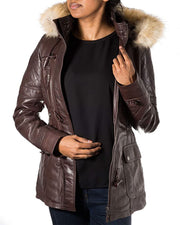 Women's Detachable Hooded Fur Collar Duffle Coat