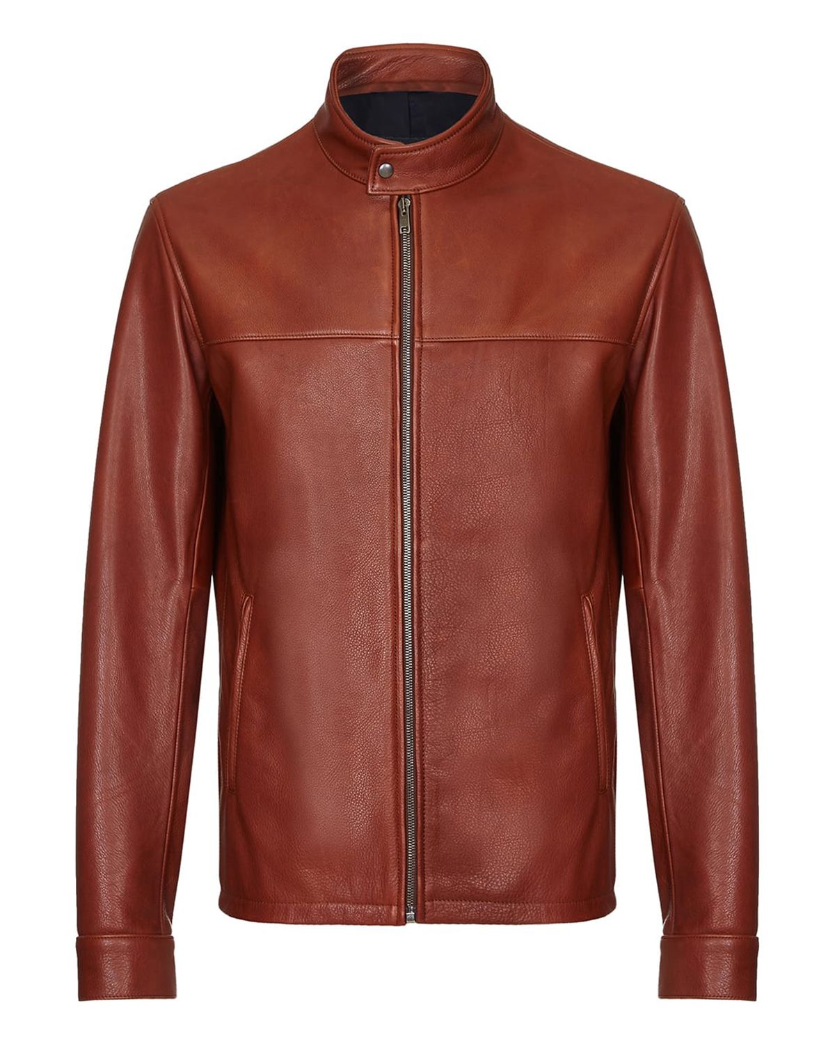 Men's Dark Brown Plain Biker Cafe Racer Jacket