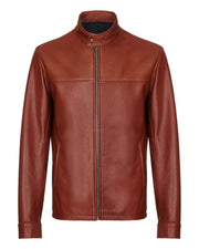 Men's Dark Brown Plain Biker Cafe Racer Jacket