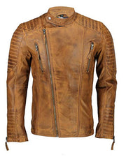 Men’s Brown Tandy Slim Fit Biker Vintage Xposed Leather Jacket