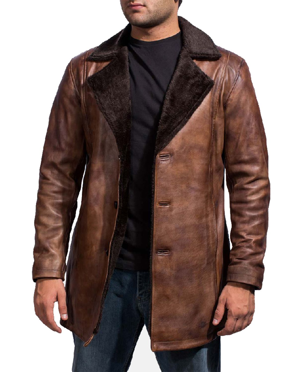 Men's Distressed Brown Fur Coat