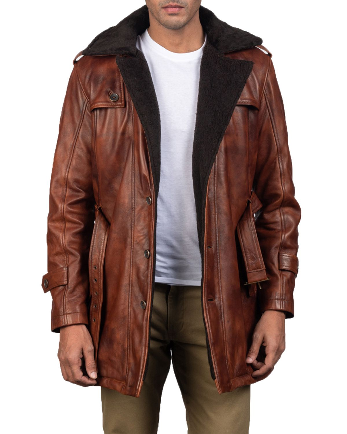 Men's Hunter Distressed Brown Fur Coat