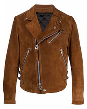 Mens Brown Suede Moto Jacket