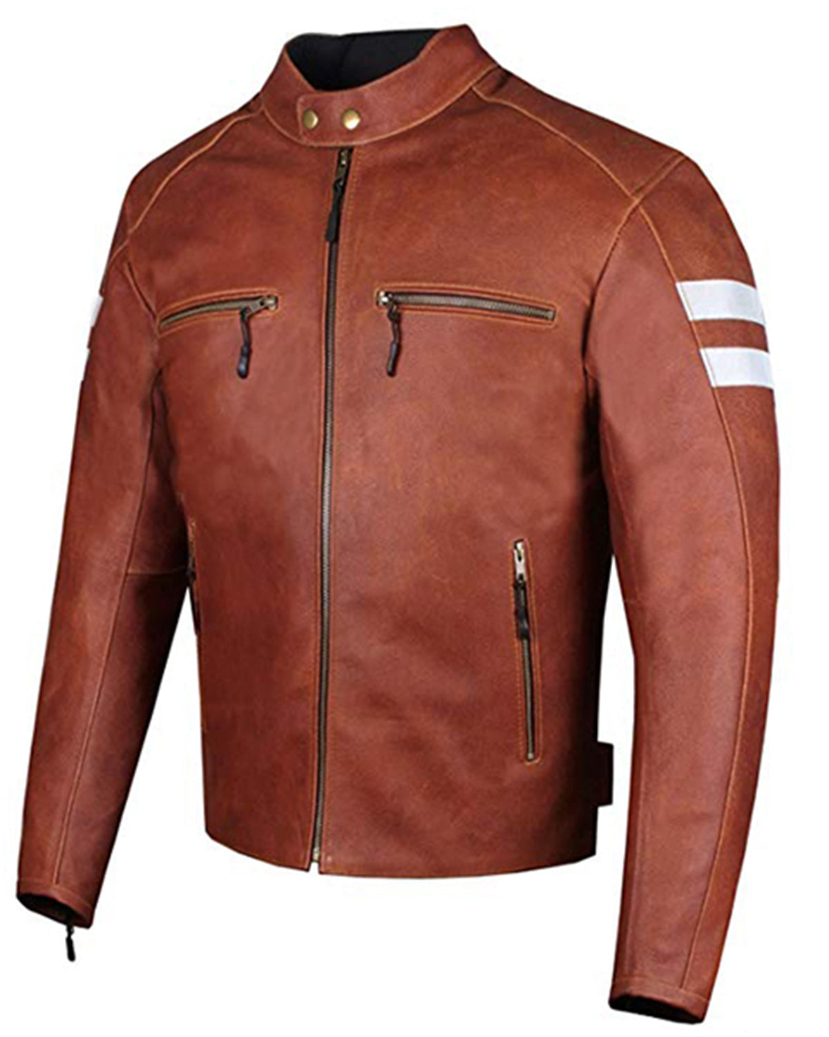 Brown Motorcycle Biker Vintage Leather Jacket For Mens