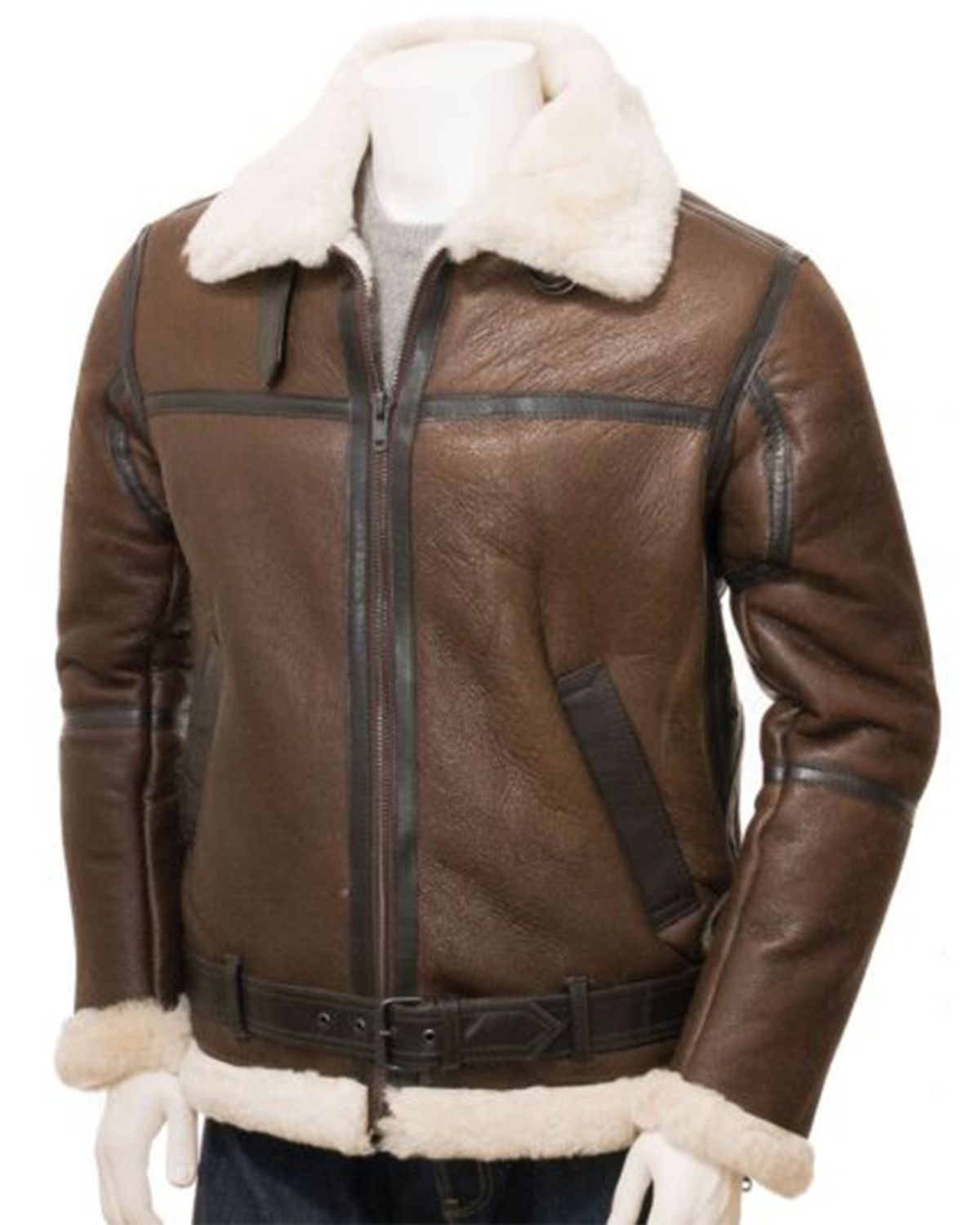 Brown Men's Aviator Real Leather Jacket