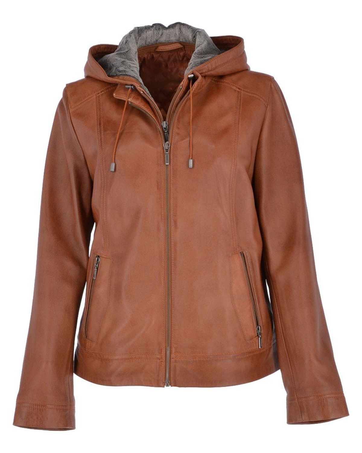 Women's Two-In-One Leather Hooded Jacket