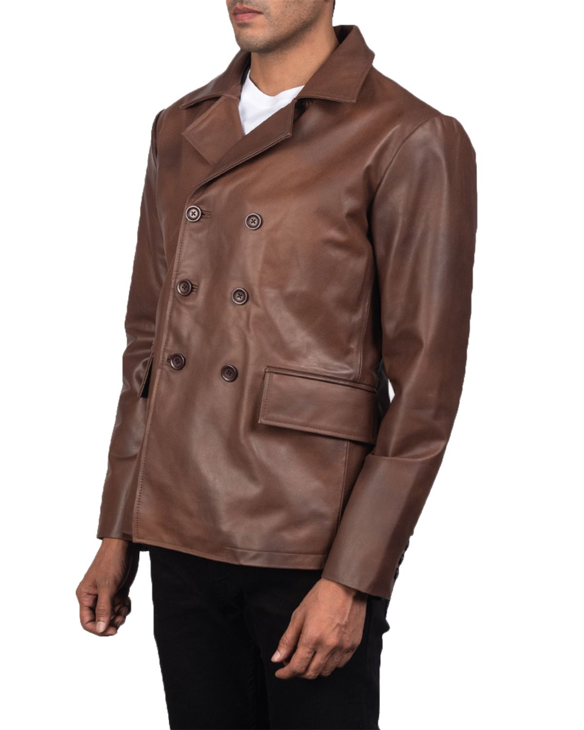 Men's Naval Real Leather Peacoat