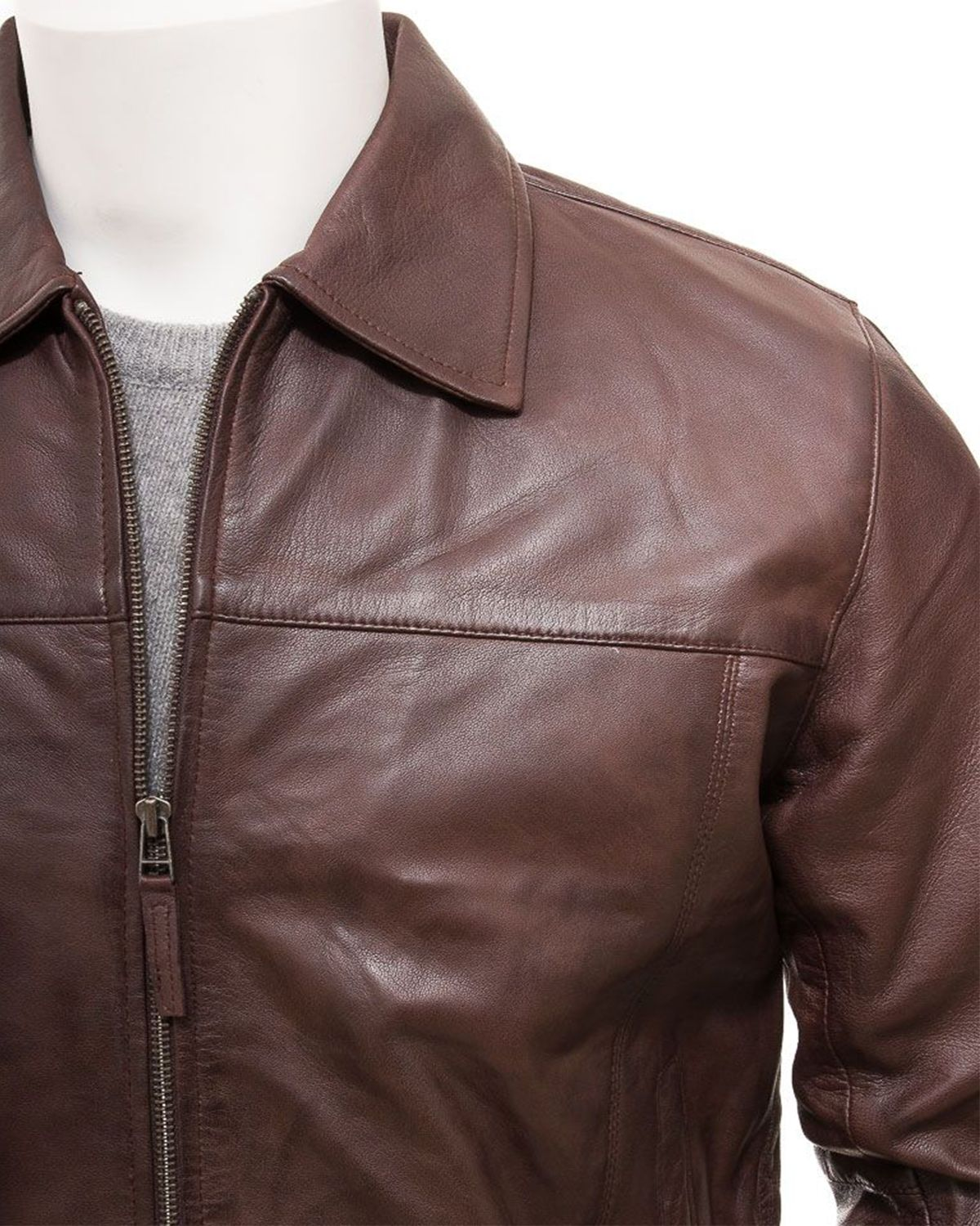 Men's Harrington Style Real Sheepskin Leather Jacket