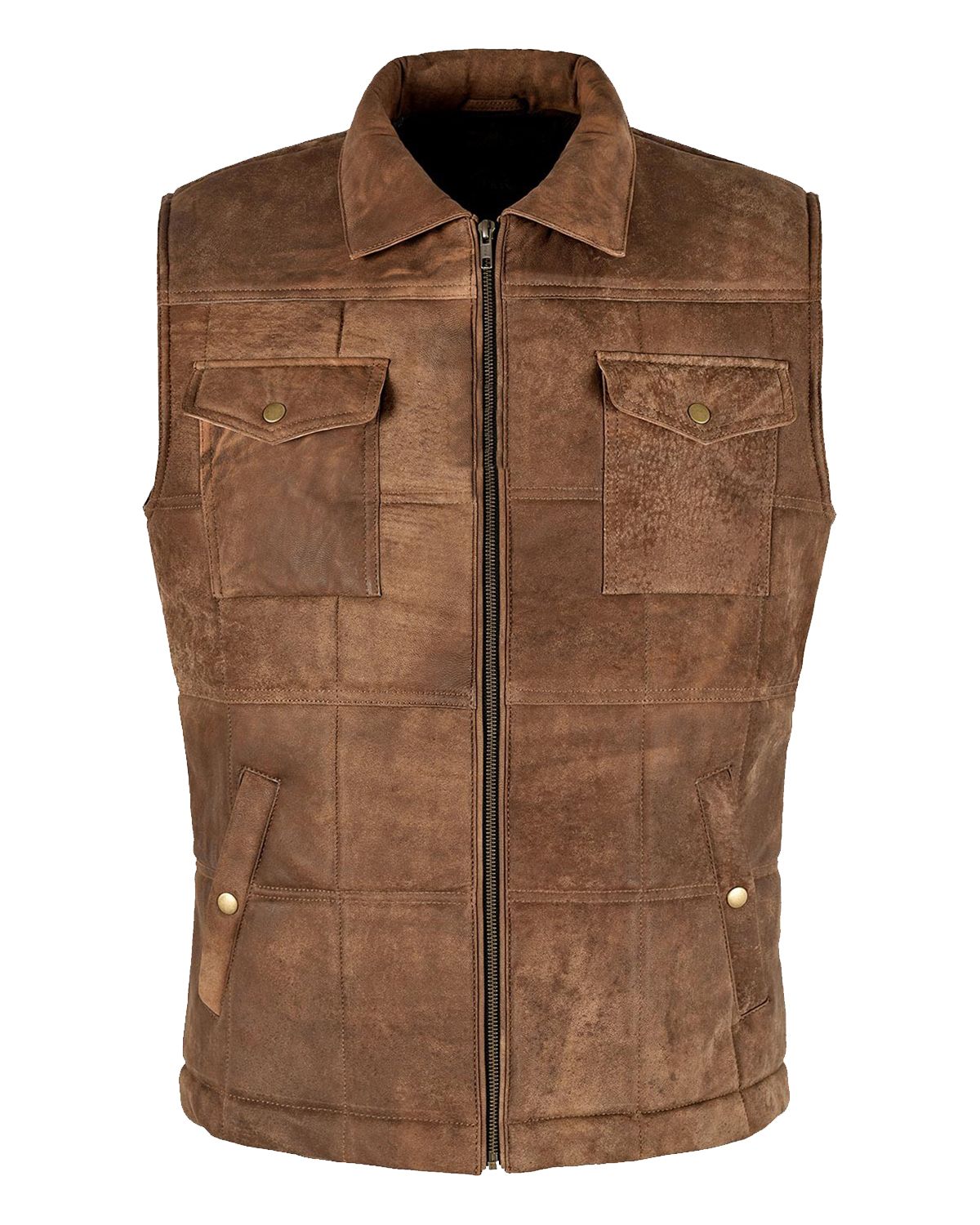 Men's Vintage Brown Body Warmer Leather Vest