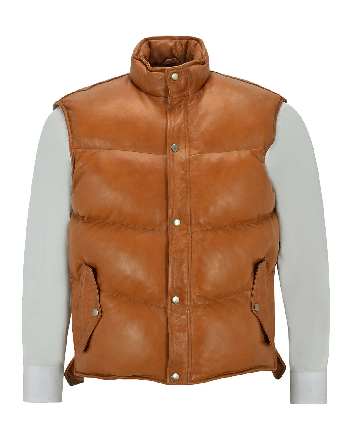 Men's Puffer Padded Style Leather Vest