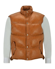 Men's Puffer Padded Style Leather Vest