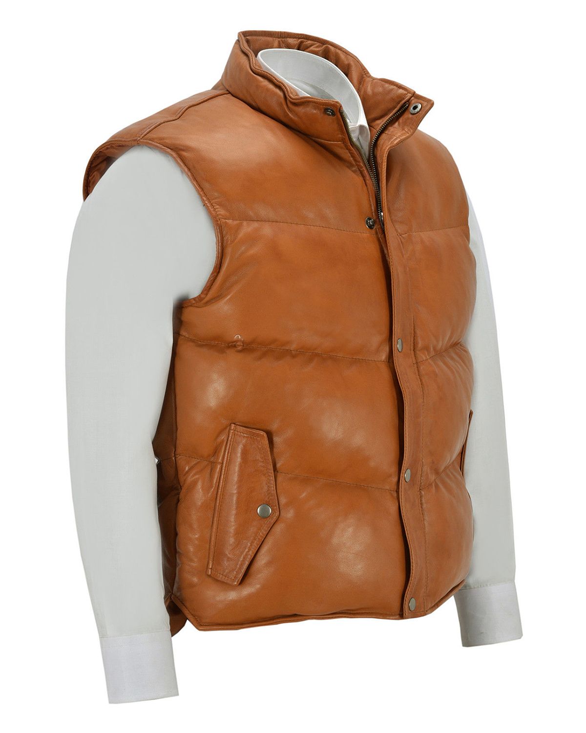 Men's Puffer Padded Style Leather Vest