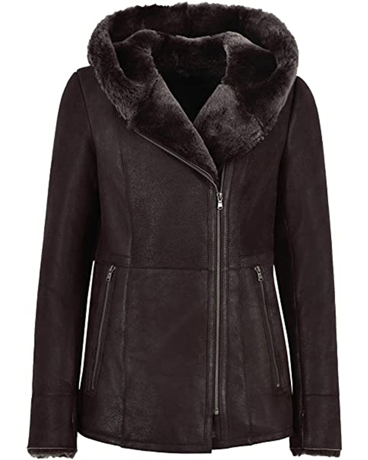 Women's Hooded Fur Shearling Long Jacket