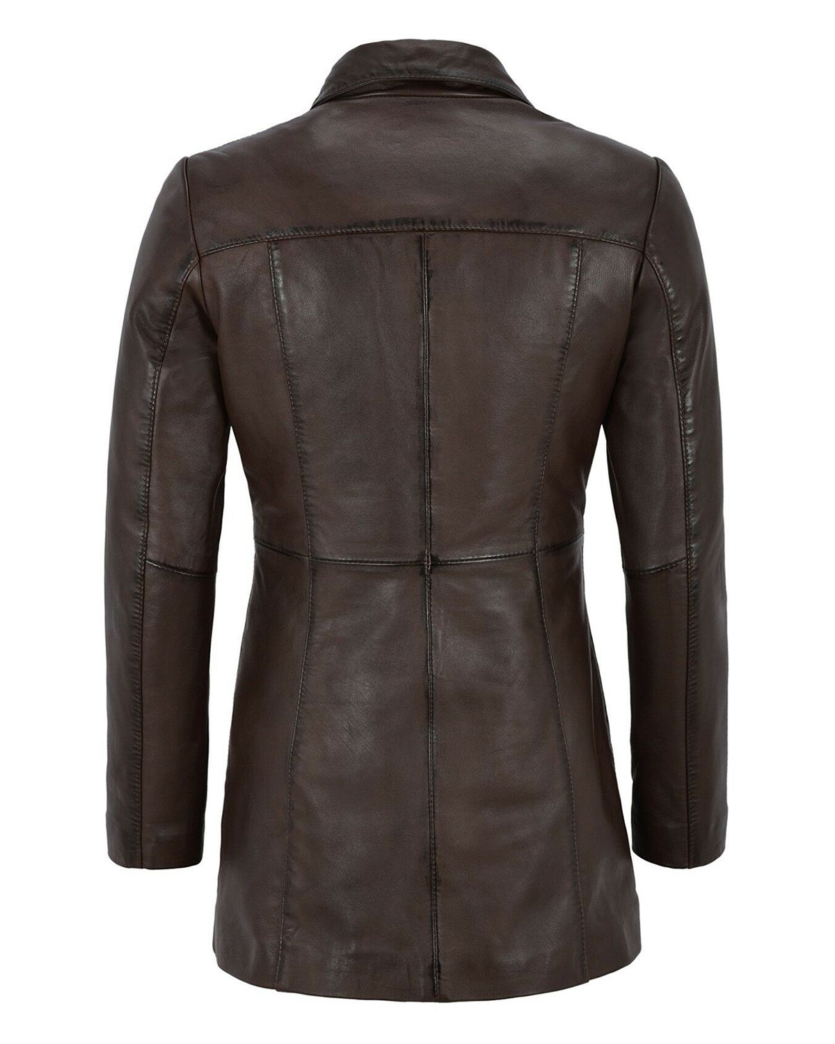 Women's Gothic Style Mid Length Real Sheepskin Leather Coat