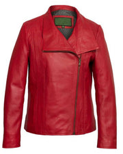 Women’s Red Biker Leather Jacket