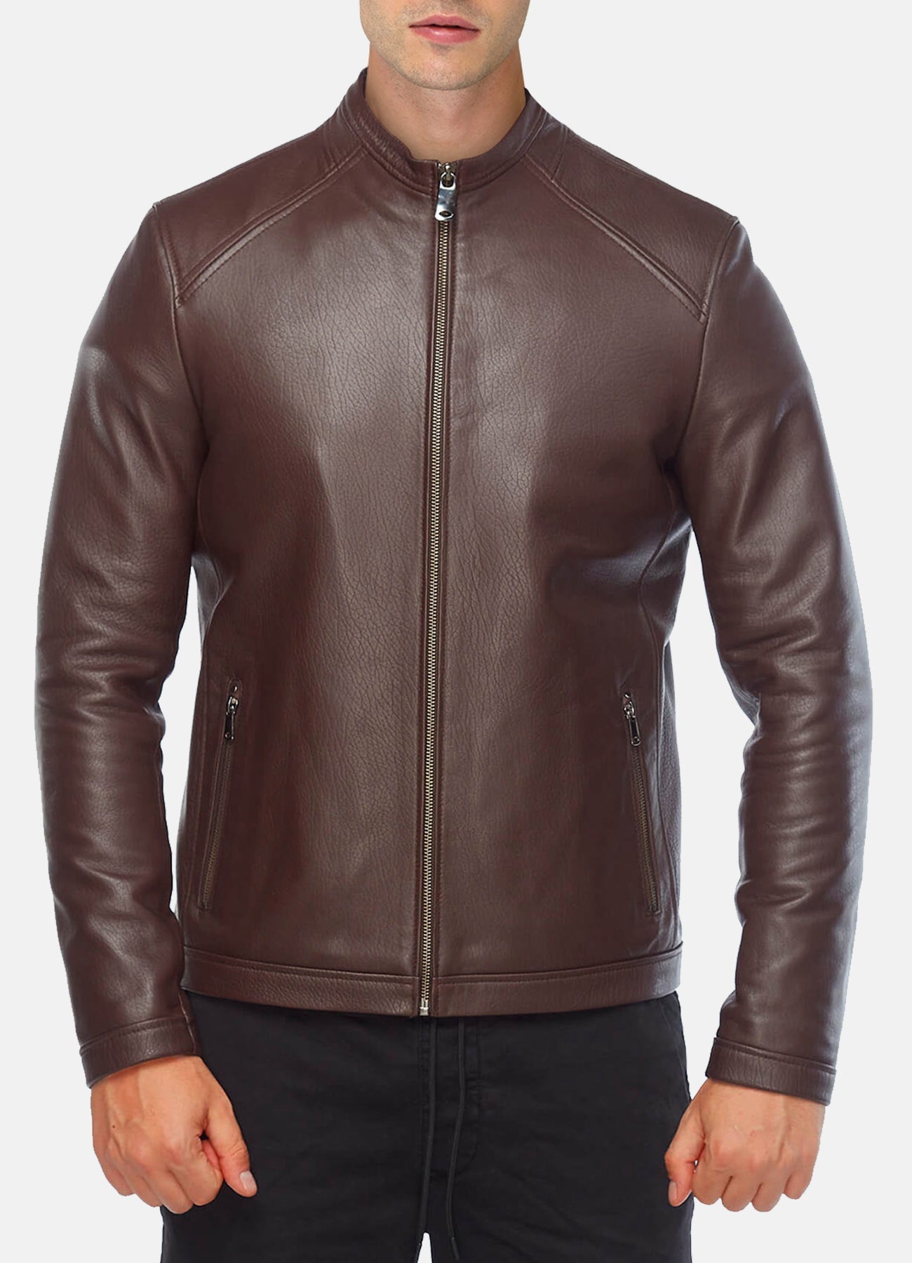 Mens Choco Brown Biker Leather Jacket