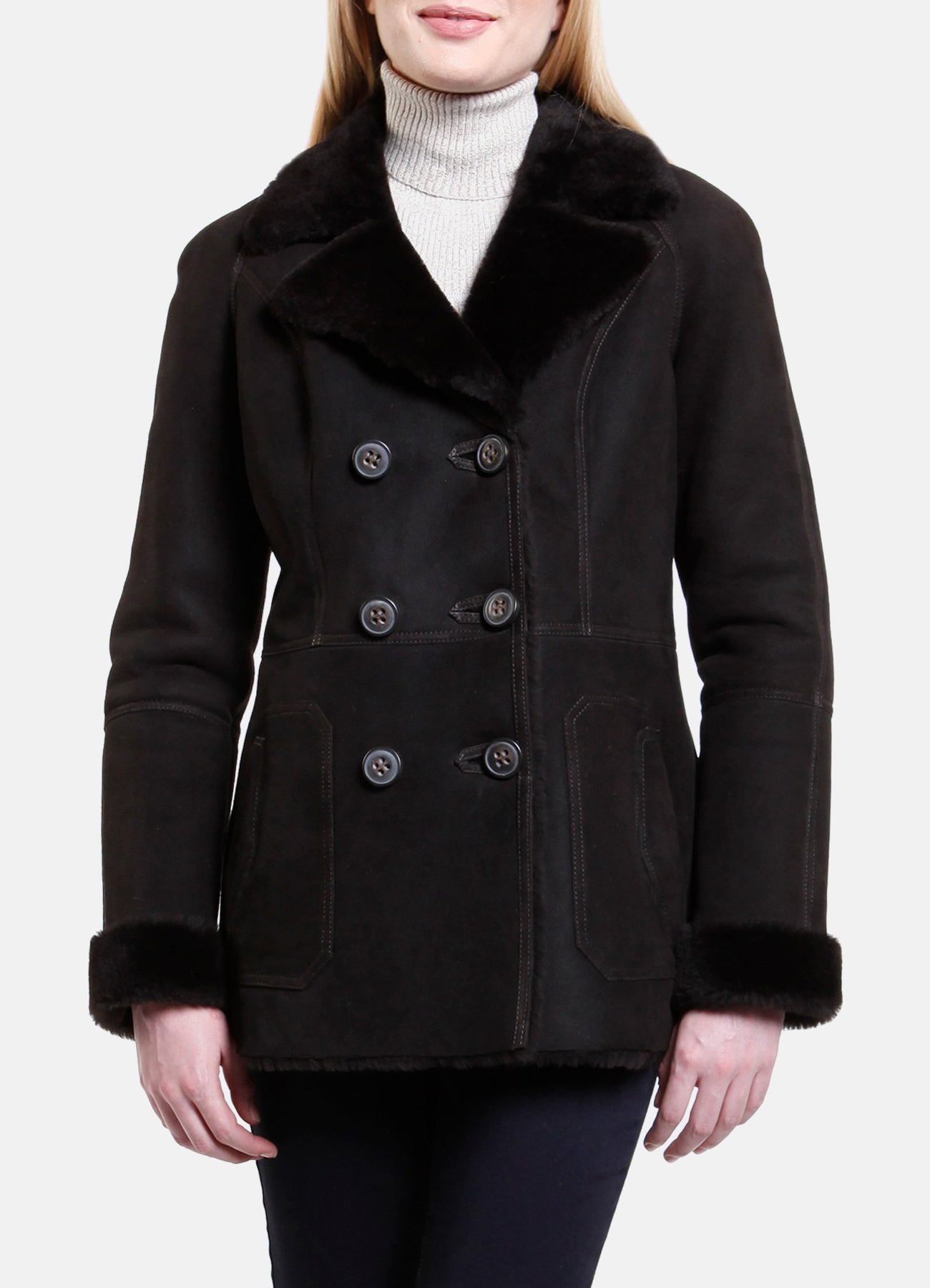Womens Iconic Black Shearling Leather Jacket