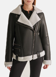 Womens Black Sport Shearling Leather Jacket