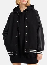 Womens Oversized Black Varsity Jacket