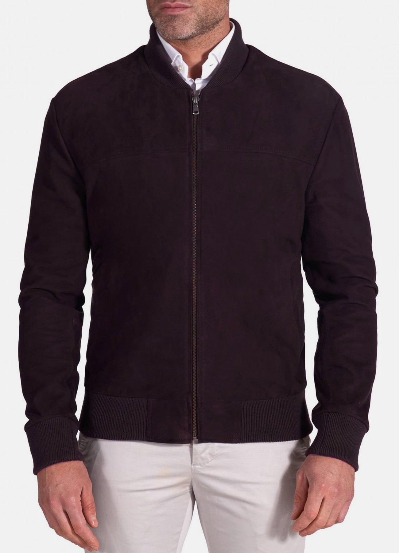 Mens Dark Purple Suede Leather Jacket