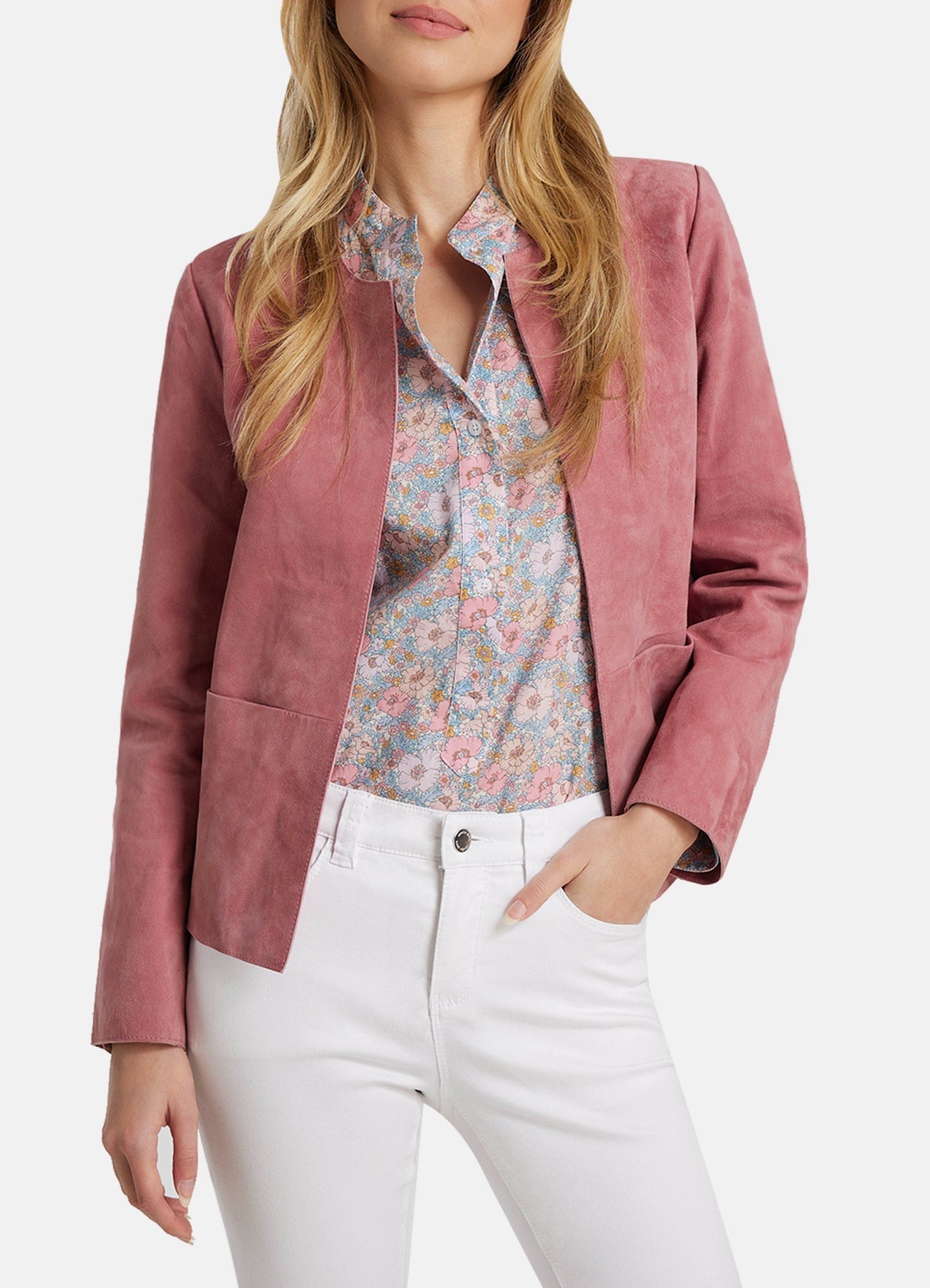 Womens Vintage Pink Suede Leather Jacket