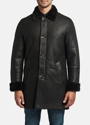 Mens Authentic Black Shearling Leather Coat