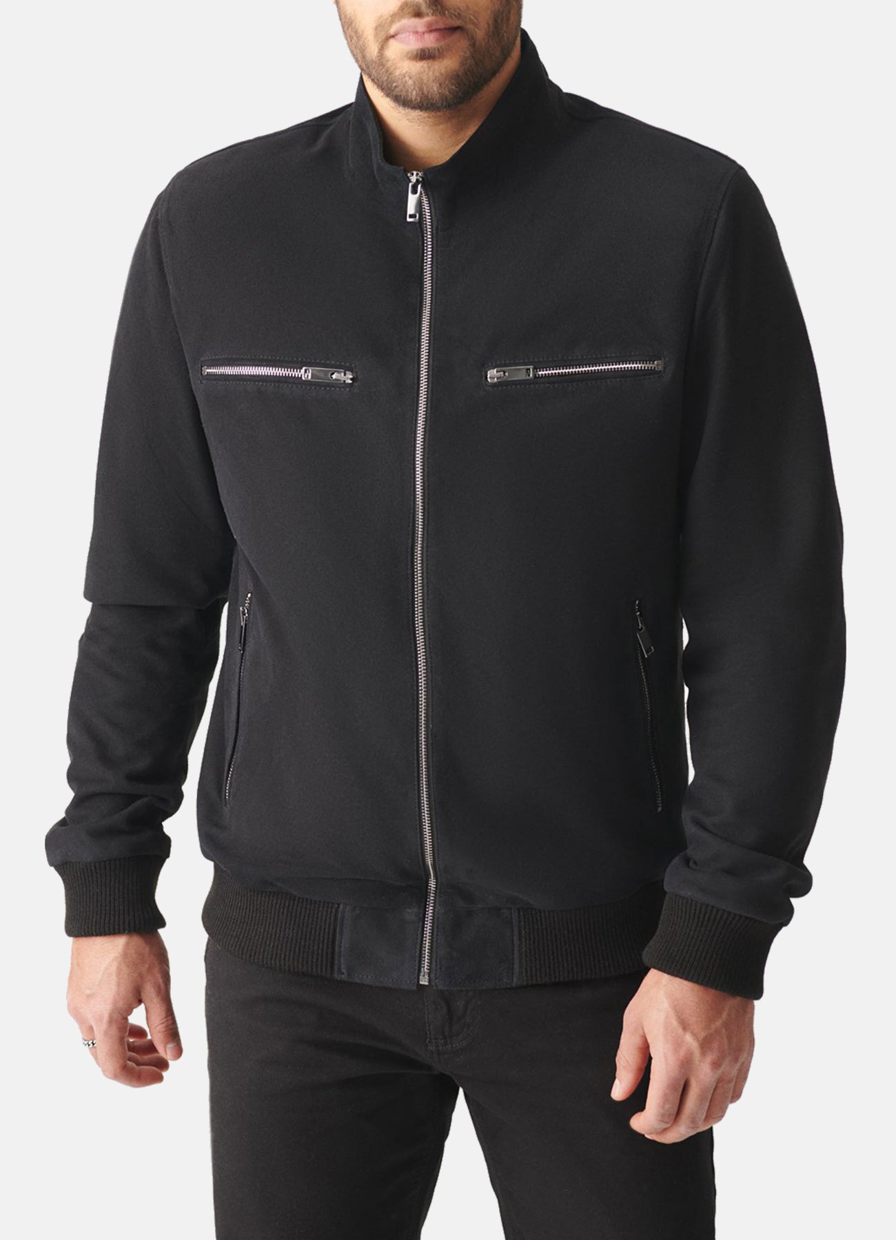 Mens Matt Black Suede Leather Jacket