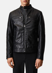 Mens Onyx Black Biker Leather Jacket