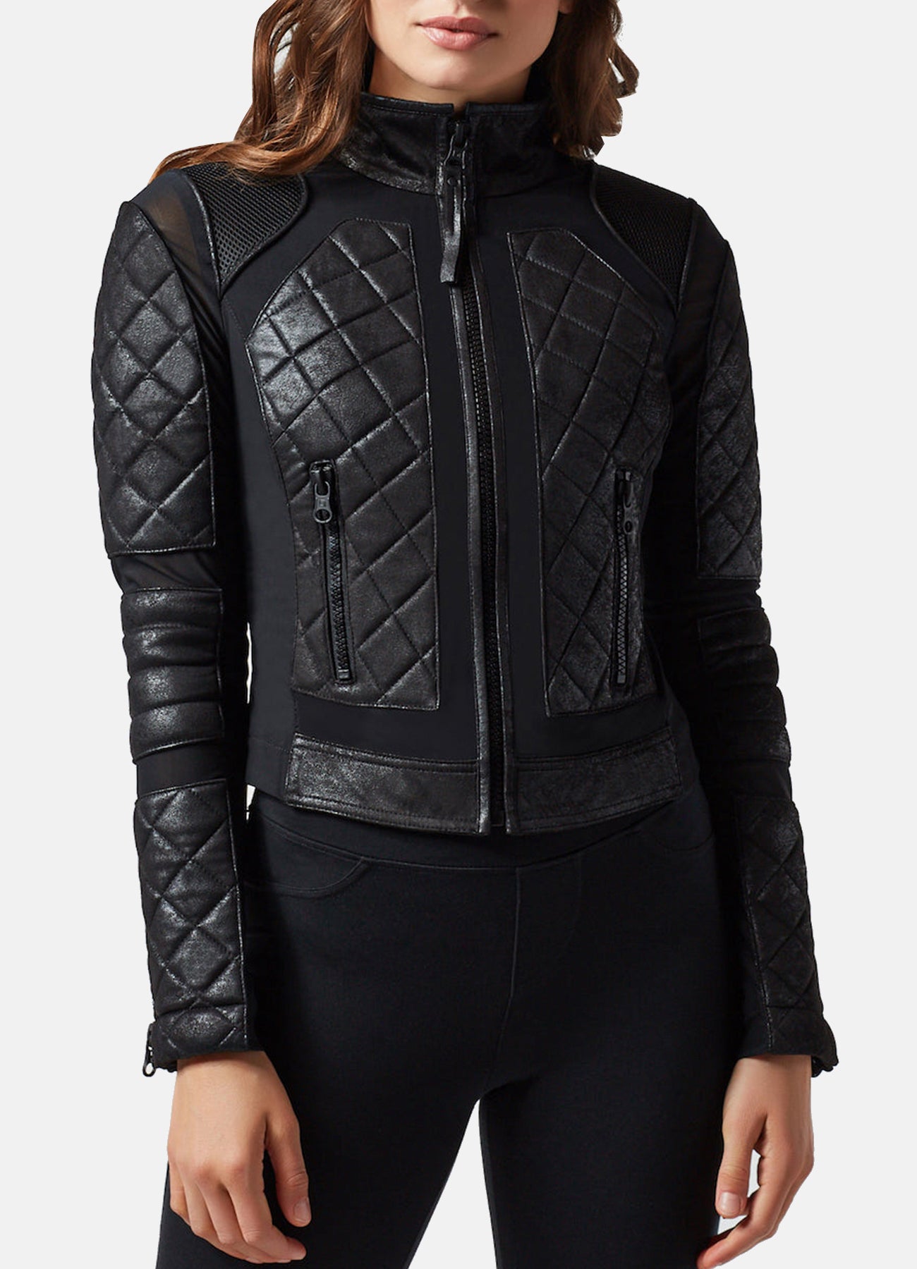 Womens Quilted Classic Black Biker Leather Jacket