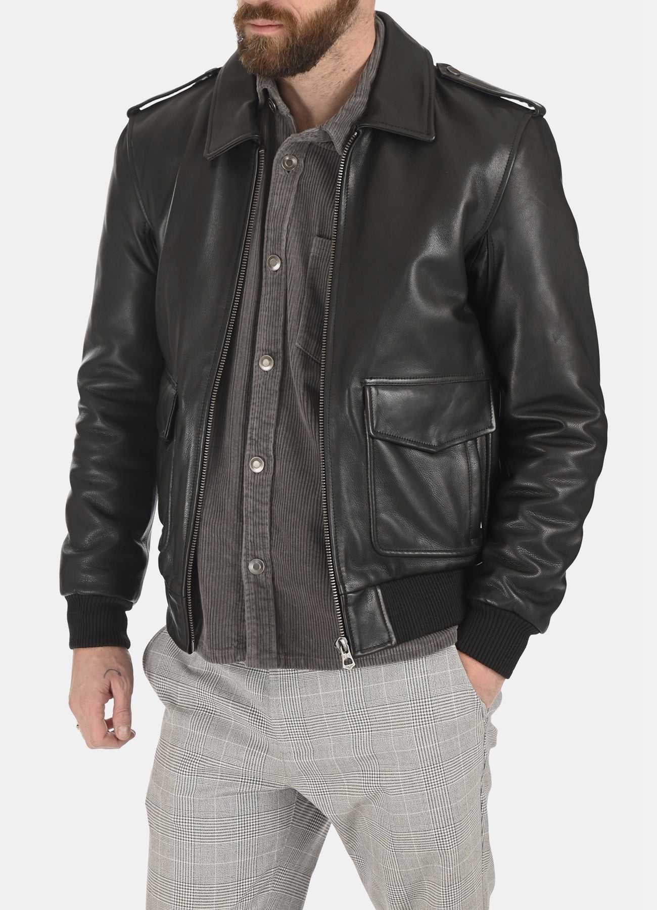 Mens Soft Black Bomber Leather Jacket