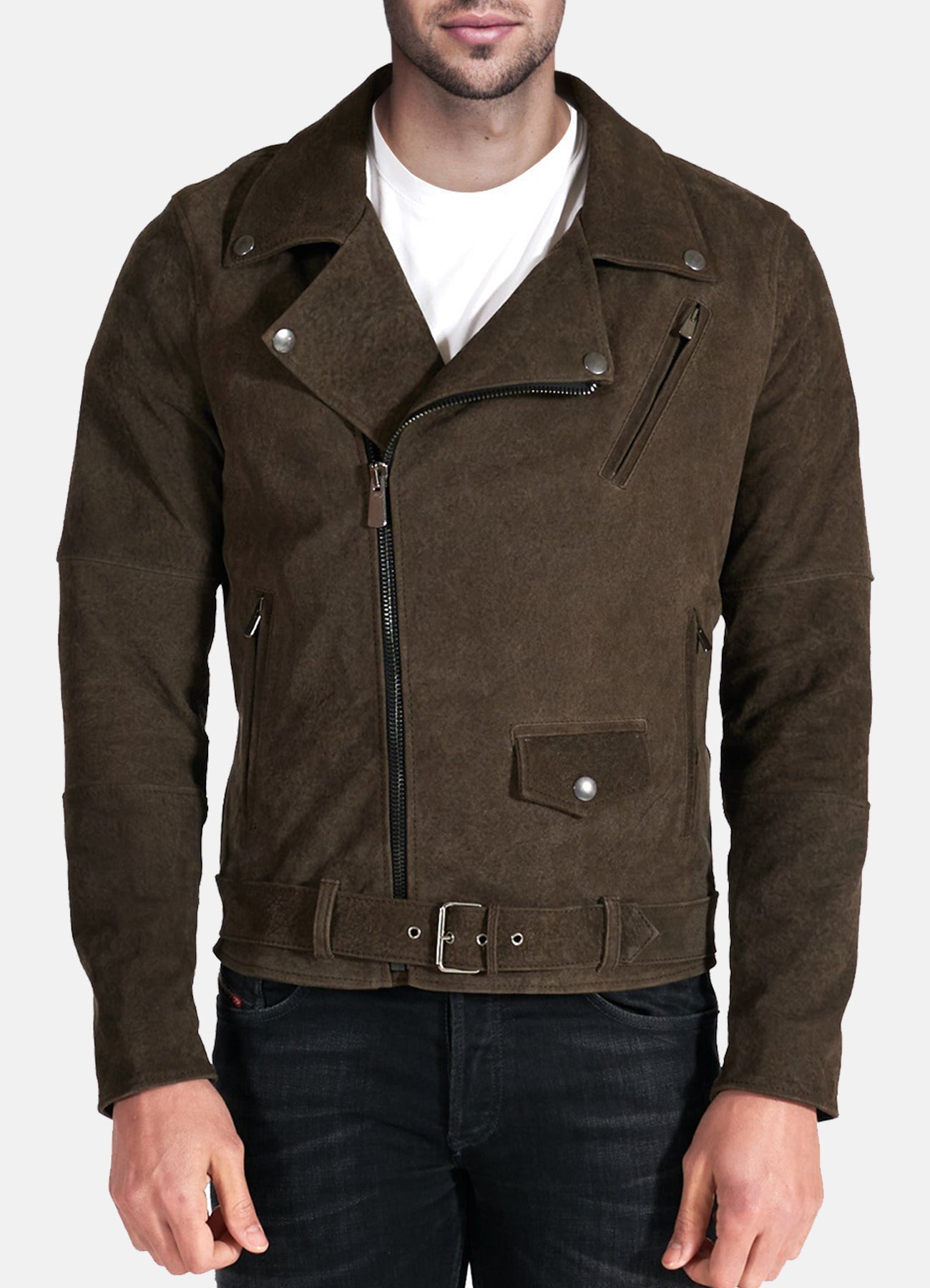 Mens Soft Umber Suede Leather Jacket