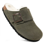 Women’s Genuine Leather Fur-Lined Shearling Clogs with Arch Support