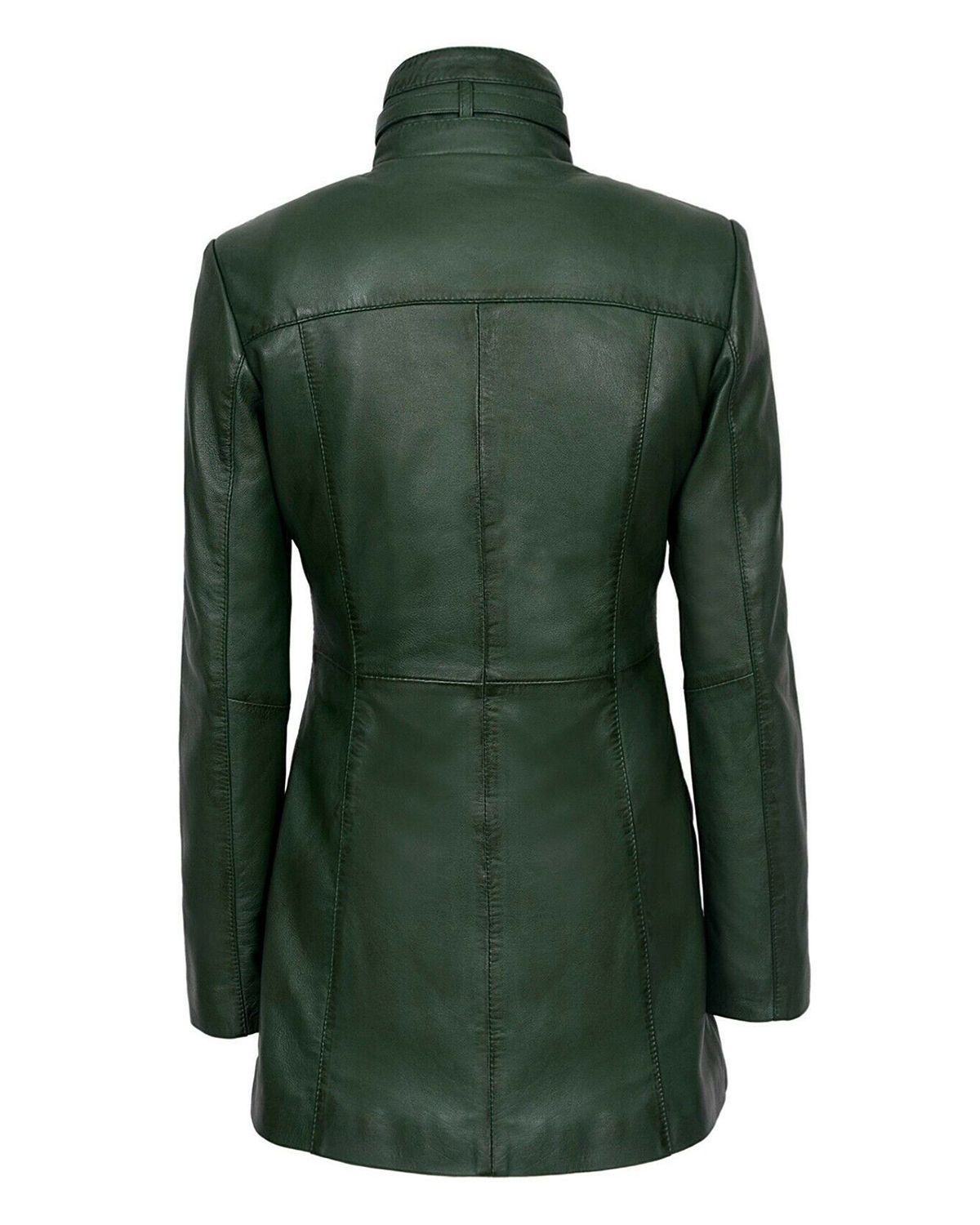 Women's Gothic Style Mid Length Real Sheepskin Leather Coat