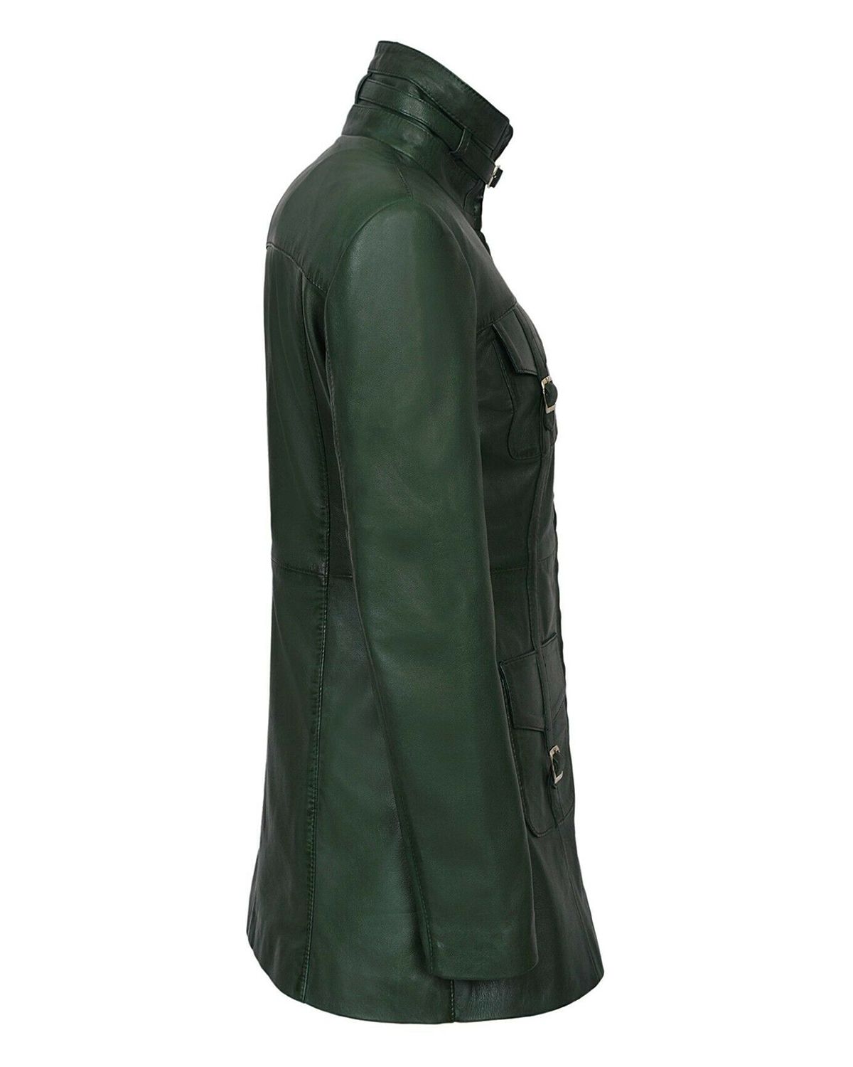 Women's Gothic Style Mid Length Real Sheepskin Leather Coat