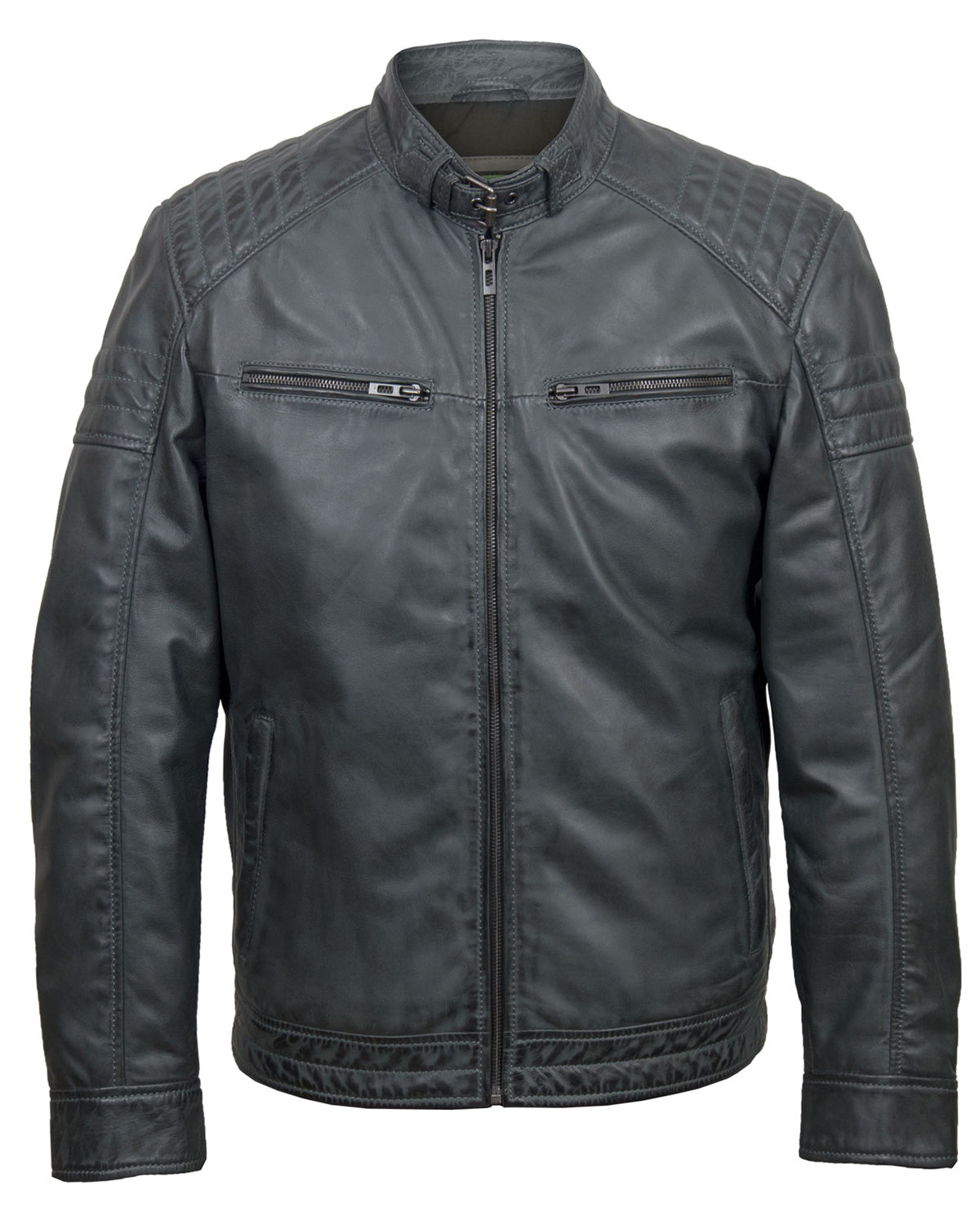 Mens Grey Leather Jacket