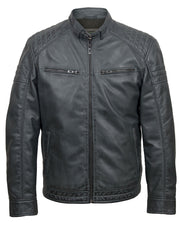Mens Grey Leather Jacket